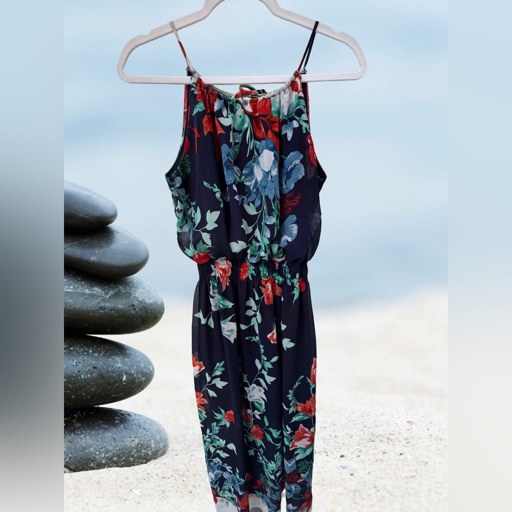 Navy floral long dress